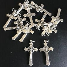 10 Pack 1.5 inch Saint St Benedict Silver Italy Crucifix Cross Pendants Crosses picture
