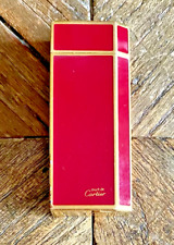 Cartier Lighter Vintage From 1990s Small Model Red Laquer Gold Plated Swiss Made picture