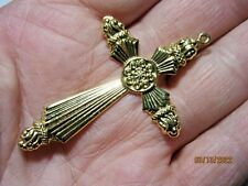 Christian Cross Gold Tone Metal Pendant Collectible F46-G picture