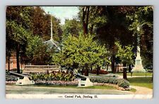 Sterling, IL-Illinois, Central Park Antique c1913, Vintage Souvenir Postcard picture