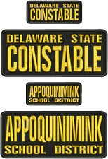 DELAWARE STATE CONSTABLE EMB PATCH 4X10 ABD 2X5 HOOK ON BACK GOLD ON BLACK picture