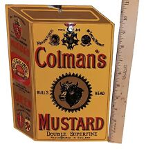 Vintage Colman's Mustard Porcelain Over Steel Sign 10.75x 7.75 picture