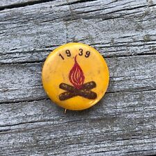 1939 Campfire Girls Pinback Button Pin Badge Campfire Logo Rare Older Vintage picture