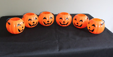 Vintage 90s Halloween Pumpkin Mini Blow Mold Candy Buckets Lot of 6 Party Favors picture