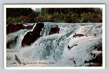 Ketchikan AK-Alaska, Salmon Leaping up Falls, Antique Vintage Souvenir Postcard picture