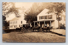 RPPC 4 Horse Carriage Fred H Keyser Post Office Church North Sutton NH Postcard picture
