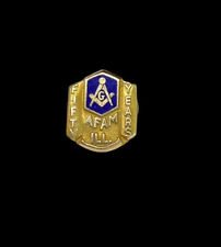 14k Yellow Gold Masonic Hat Pin 50 Year Illinois Lapel Fraternal Award picture