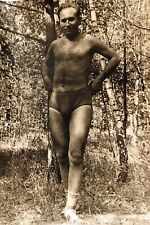 1960s Shirtless Athletes Guy Trunks Bulge Posing in Forest Gay int Vintage Photo picture