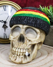 Positive Good Vibes Gypsy Rasta Skull With Beanie Hat Smoking Decorative Box picture