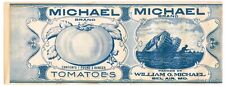ORIGINAL CAN LABEL VINTAGE C1918 SCARCE WWI TANK MICHAEL BEL AIR MARYLAND picture