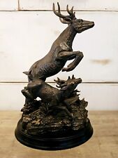 Running Through The Forest Floor Deer With Fawn Sculpture Bronze Finish picture