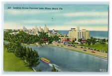 1947 Looking Across Pancoast Lake Boat Miami Beach Florida FL Vintage Postcard picture