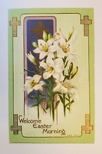 Vintage c1910s Embossed Postcard. Wecolme Easter Morning. Ser 500. Green picture