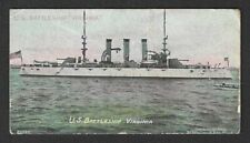 c1910's T39 Booker Tobacco Card - Burley Cubs U.S. Battleship Series - Virginia picture