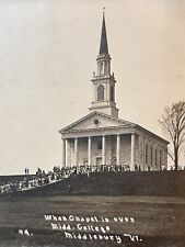 Antique RPPC Postcard - Middlebury College VT Vermont - When Chapel Is Over picture