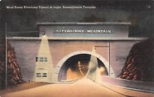 West Portal Kittatinny Tunnel Night View Pennsylvania Turnpike Linen Postcard picture
