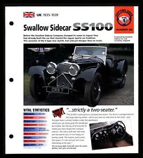 Swallow Sidecar SS100 (UK 1935-1939) Spec Sheet 1998 HOT CARS Cutting Edge #1.52 picture