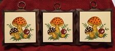 Vtg Mid Century Homco 5 In Square Wall Plaques Repainted Merry Mushroom Style picture