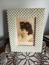 Circa 1900s Victorian POSTCARD REAL HAIR  WOMAN New PEARL FRAME  Cottage Chic picture