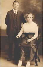 RPPC Curly Hair Couple Studio Photo Postcard Divided Back Ruth Joe Miller Dress picture