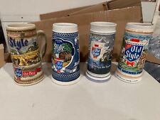 4 Old Style beer steins vintage Never Used Beautiful Condition picture