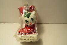 Vtg 1979 Christmas Candle Kitty Cat in a Stocking CATS Meow Collectible picture
