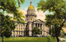 RARE Denver CO Colorado State Capitol Building Through Trees Vintage Postcard picture