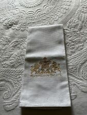 Vintage Buckingham Palace The Royal Collection Gold Embroidered White Tea Towel picture