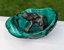 Vintage Green Malachite Bowl Sculpture 3.5
