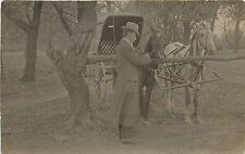 c1910 Real Photo Postcard; Well-Dressed Man w Team of Horses & Buggy, Unposted picture