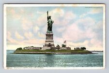 New York City NY, Statue Of Liberty, Harbor Antique, Vintage Souvenir Postcard picture