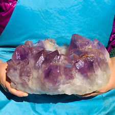 8.11LB Natural quartz purple crystal cluster ore sample Reiki spiritual healing picture