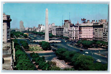 Buenos Aires Argentina Postcard Park Square Panagra Sky Card c1950's picture