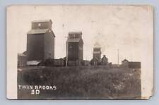 Giant Grain Elevators & Milwaukee Railroad RPPC Twin Brooks South Dakota Photo picture
