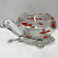 Unique 1960's Vintage Hand Blown Glass Turtle Shaped candy dish terrarium vase picture