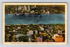 Windsor ON-Ontario Canada, Detroit River, City Of Detroit, Vintage Postcard picture