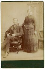 CIRCA 1890'S CABINET CARD Older Couple Victorian Clothing Hoover Oak Harbor, OH picture