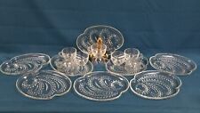 Vintage Federal Glass Snack Plate, Tea Cup Homestead Leaf Pattern Set Of 8 picture