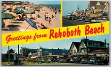Vtg Delaware DE Greetings From Rehoboth Beach Street View Beach Avenue Postcard picture