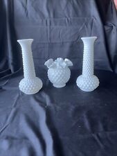 3 Vintage E.O. Brody Cleveland OH. Hobnail Milk White Glass Pieces picture
