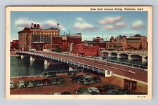 Waterloo IA-Iowa, Aerial New Park Avenue Bridge, Antique Vintage Postcard picture