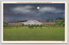 Handley High School Moonlight Night View, Winchester VA, c1930 Postcard Moon picture