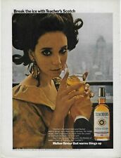 1968 Teacher's Highland Scotch Big Eyes Brunette Girl Drink Original Print Ad picture