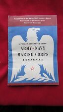 Rare WW2/II US Home Front POCKET Reference Guide:Army Navy Marine Corps Insignia picture