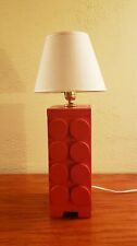 Unique Handcrafted Wood Red Building Block Table Lamp Child Room Night Light New picture