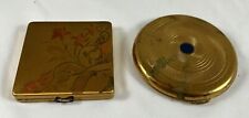 Two Vintage Brass Compact with Mirror & Puff, Coty Air Spun picture