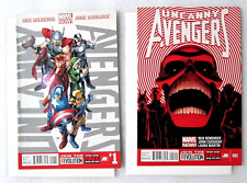 LOT OF 2 Uncanny Avengers #1 & #2 2013 MARVEL COMIC VS RED SKULL - BOARDED NEW picture