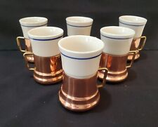 Vintage Teleflora Demitasse Espresso Ceramic Cup Mug Copper Holder 5 oz Set Of 6 picture