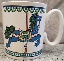 Vintage Pfaltzgraff Blue Carousel Horse Coffee Cup Mug 10 fl oz USA Year 1984  picture