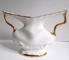 Rare Vintage White Porcelain Vase, Trimmed in gold, Italy, Marked 7.25